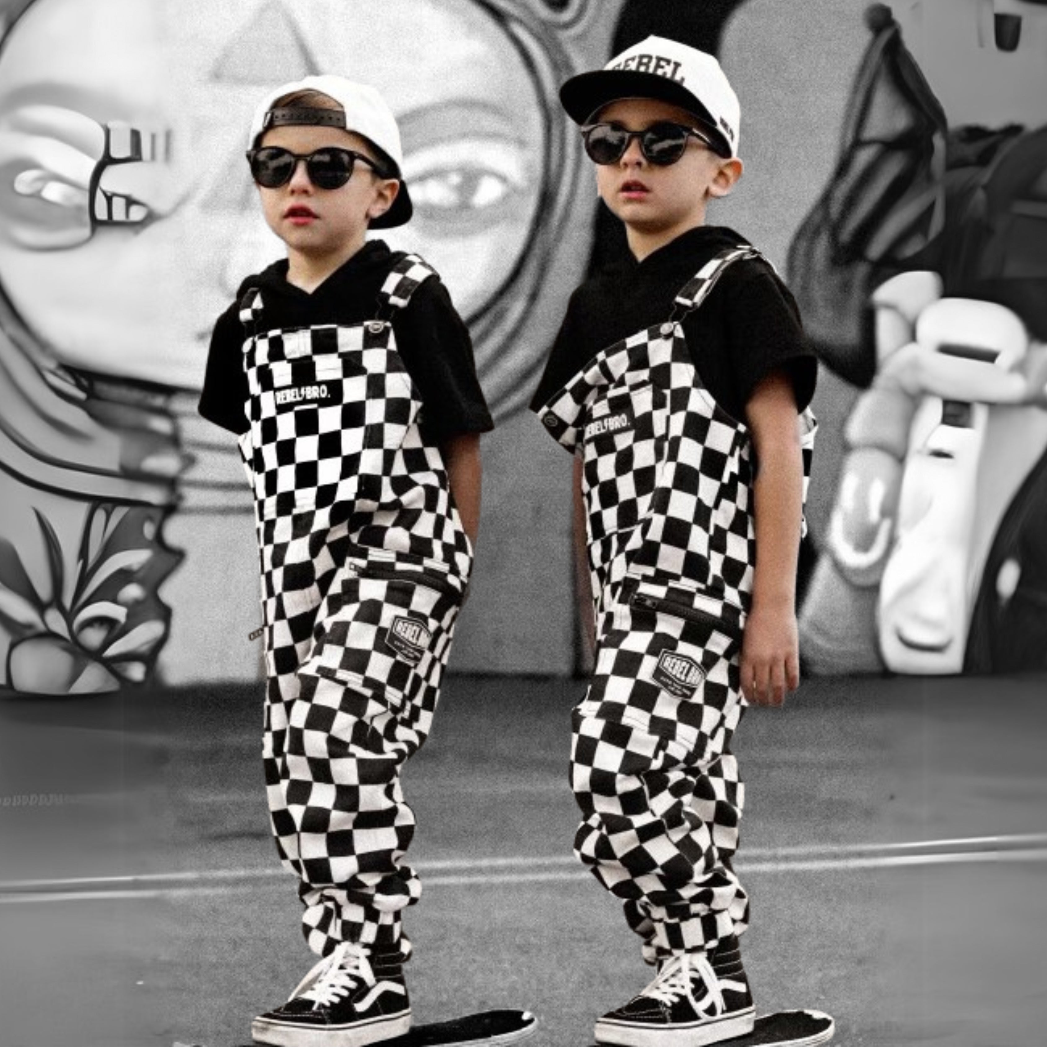 The Live Fast Checkered Overall in Venice - Rebel Bro