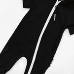 Hooded Rebel Short Sleeve Romper in Black - Rebel Bro