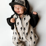 Hooded Fleece Romper in Bowie (PREORDER)