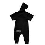 Hooded Rebel Short Sleeve Romper in Black - Rebel Bro