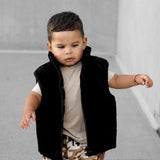 Reversible Puffer Vest in Rust + Black Corduroy (PREORDER)