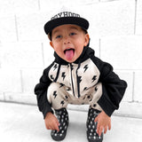 Hooded Fleece Romper in Bowie (PREORDER)