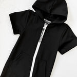 Hooded Rebel Short Sleeve Romper in Black - Rebel Bro