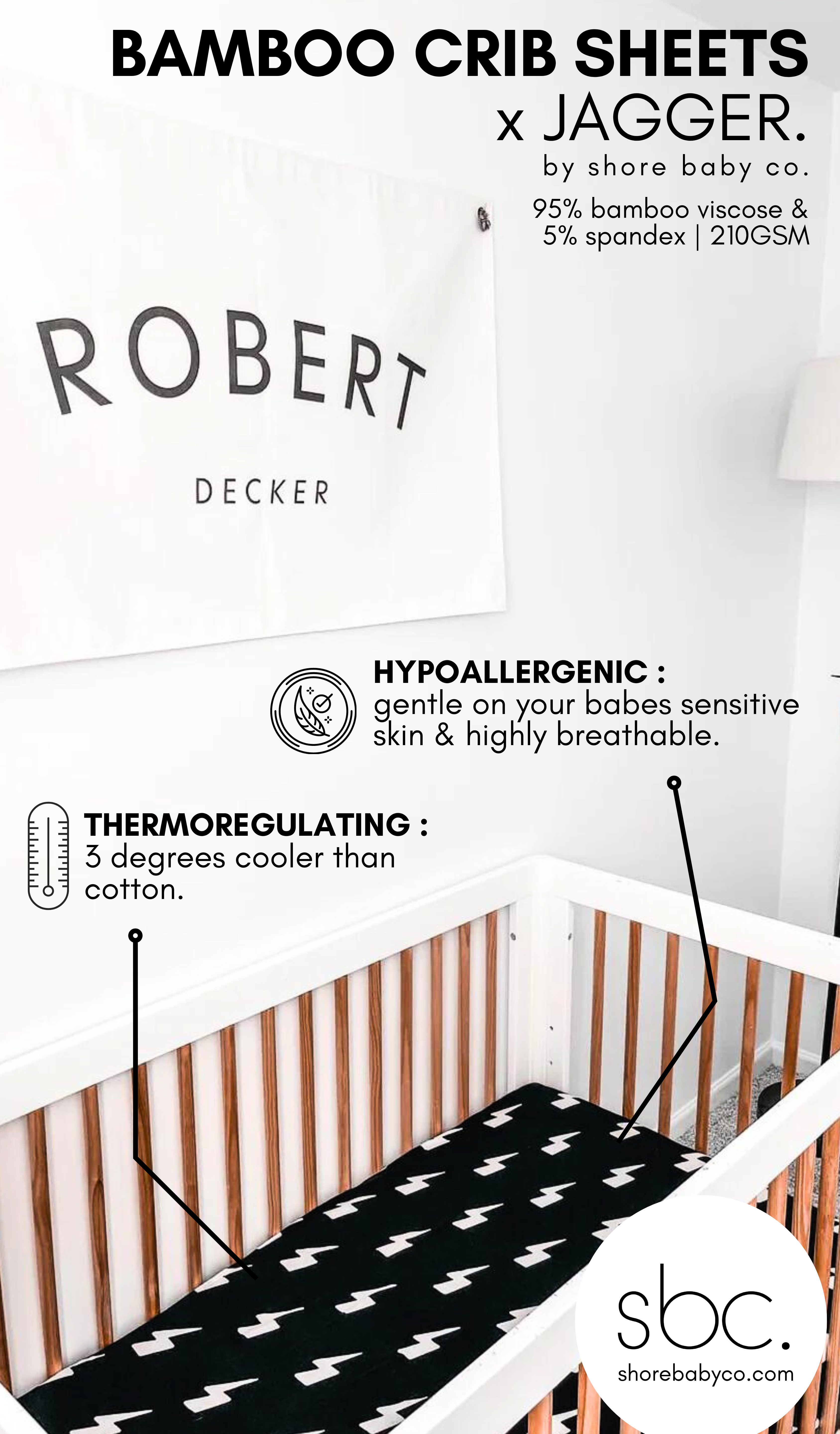 Bamboo Crib Sheet - Jagger - Rebel Bro