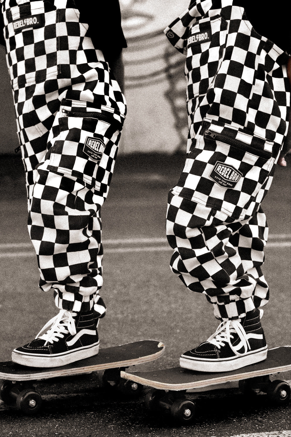 The Live Fast Checkered Overall in Venice - Rebel Bro