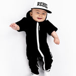 Hooded Rebel Short Sleeve Romper in Black - Rebel Bro