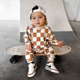 Organic Ribbed Set in Vanilla + Chestnut