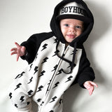Hooded Fleece Romper in Bowie (PREORDER)