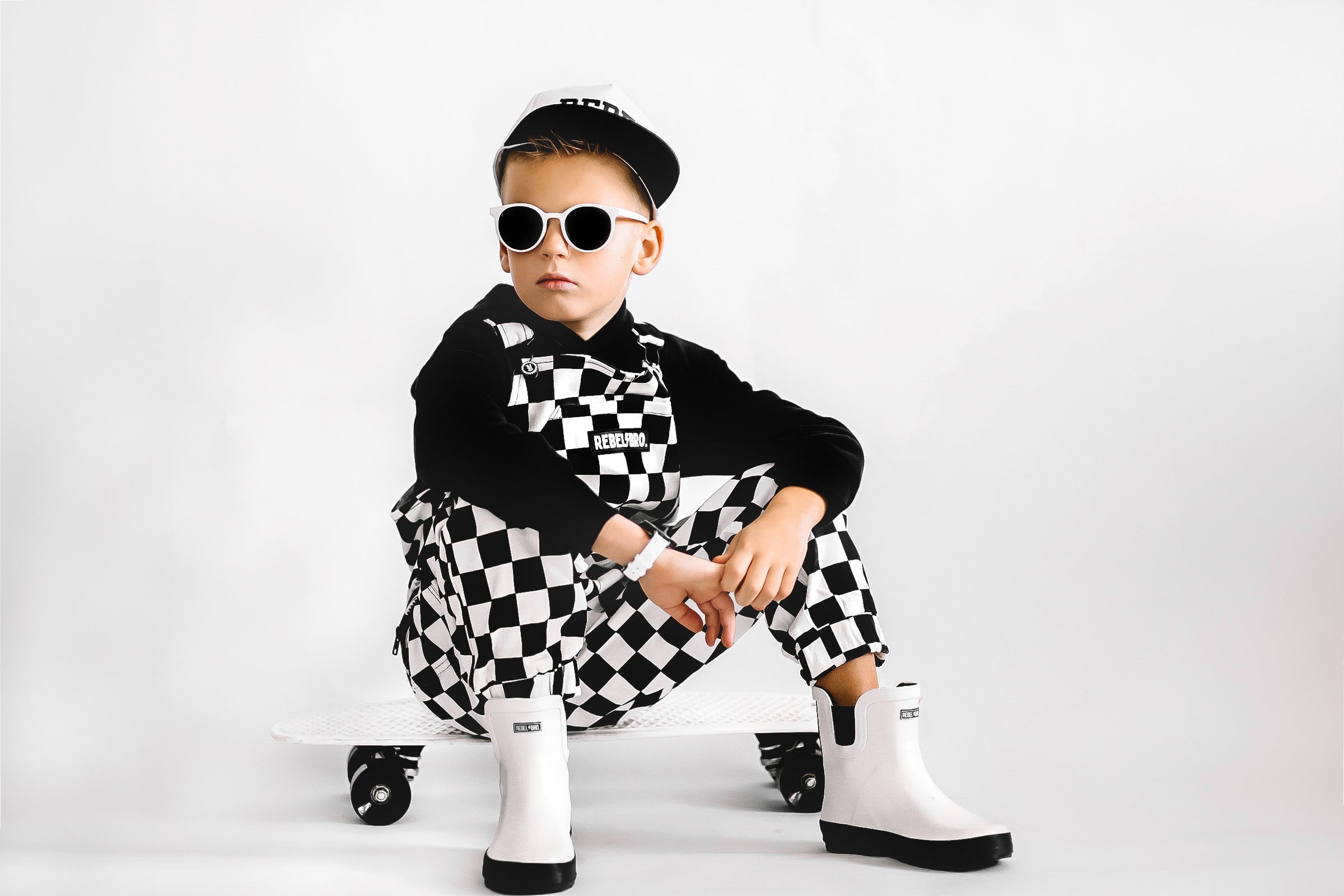 The Live Fast Checkered Overall in Venice - Rebel Bro