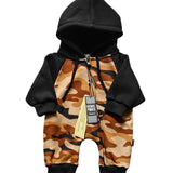 Hooded Fleece Romper in Ranger