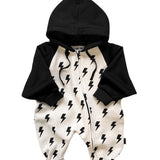 Hooded Fleece Romper in Bowie (PREORDER)