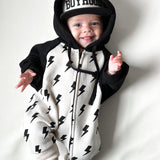 Hooded Fleece Romper in Bowie (PREORDER)
