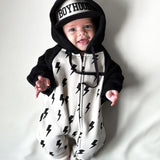 Hooded Fleece Romper in Bowie (PREORDER)