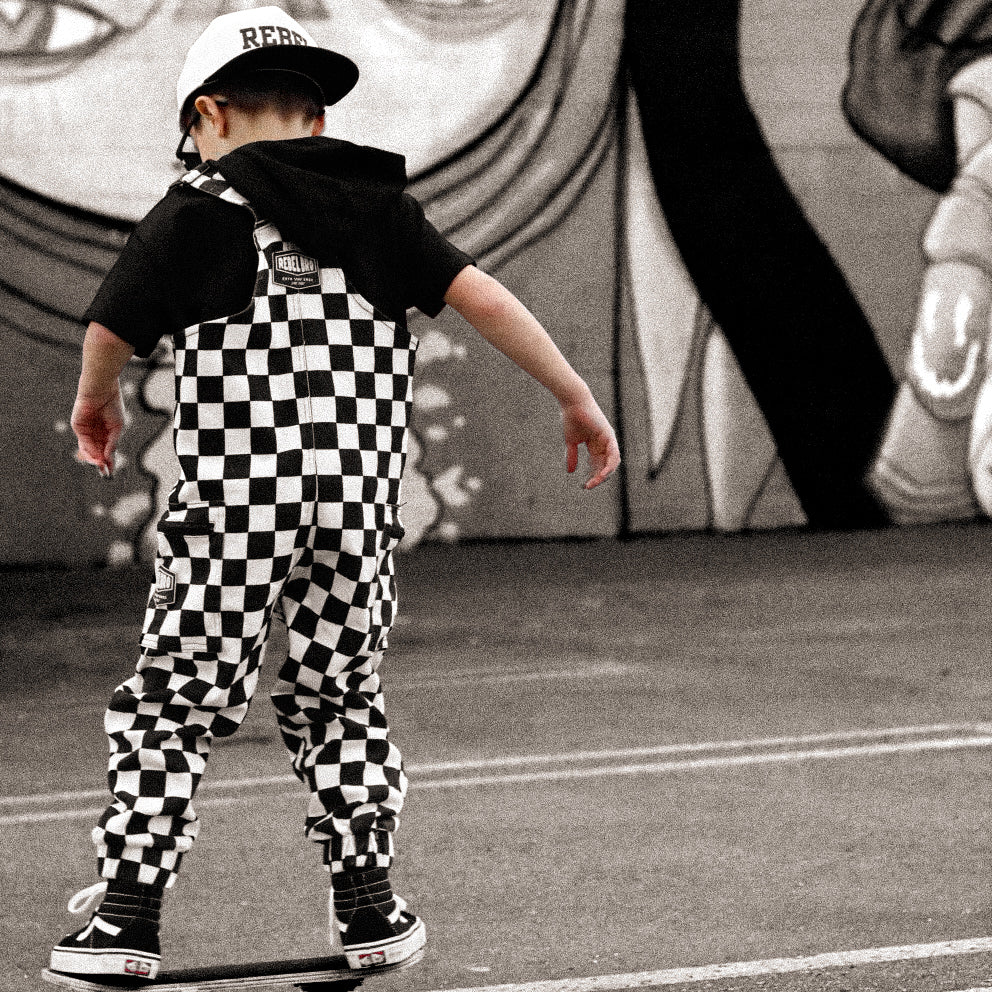 The Live Fast Checkered Overall in Venice - Rebel Bro