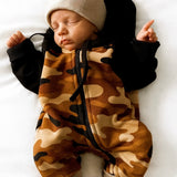 Hooded Fleece Romper in Ranger