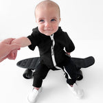 Hooded Rebel Short Sleeve Romper in Black - Rebel Bro