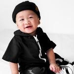 Hooded Rebel Short Sleeve Romper in Black - Rebel Bro