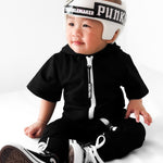 Hooded Rebel Short Sleeve Romper in Black - Rebel Bro