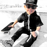 Hooded Rebel Short Sleeve Romper in Black - Rebel Bro