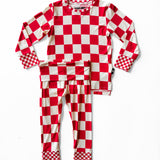 Bamboo Two Piece Set in Candy Cane Checkered