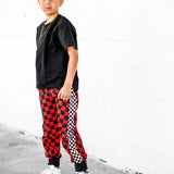 Basic Jogger in Americana Red + Black Checkered