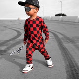 Bamboo Two Piece Set in Rebel Red + Black Checkered