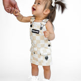 Overall Dress in Salt + Sand Checkered