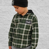 Hooded Flannel in Woodlands Olive