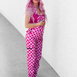 Women's Overall in Bubble Gum Checkered