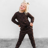 Organic Ribbed Set in Espresso Checkered