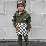 Pullover Windbreaker in Olive Checkered