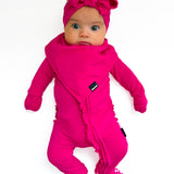 Ruffled Bamboo Zippy Sleeper in Hottest Pink