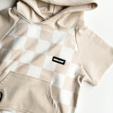 Short Sleeve Hoodie in Salt + Sand Checkered