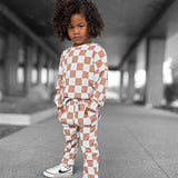 Organic Ribbed Set in Vanilla + Chestnut