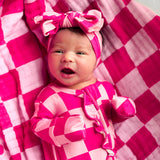 Bamboo Bow in Bubble Gum Checkered