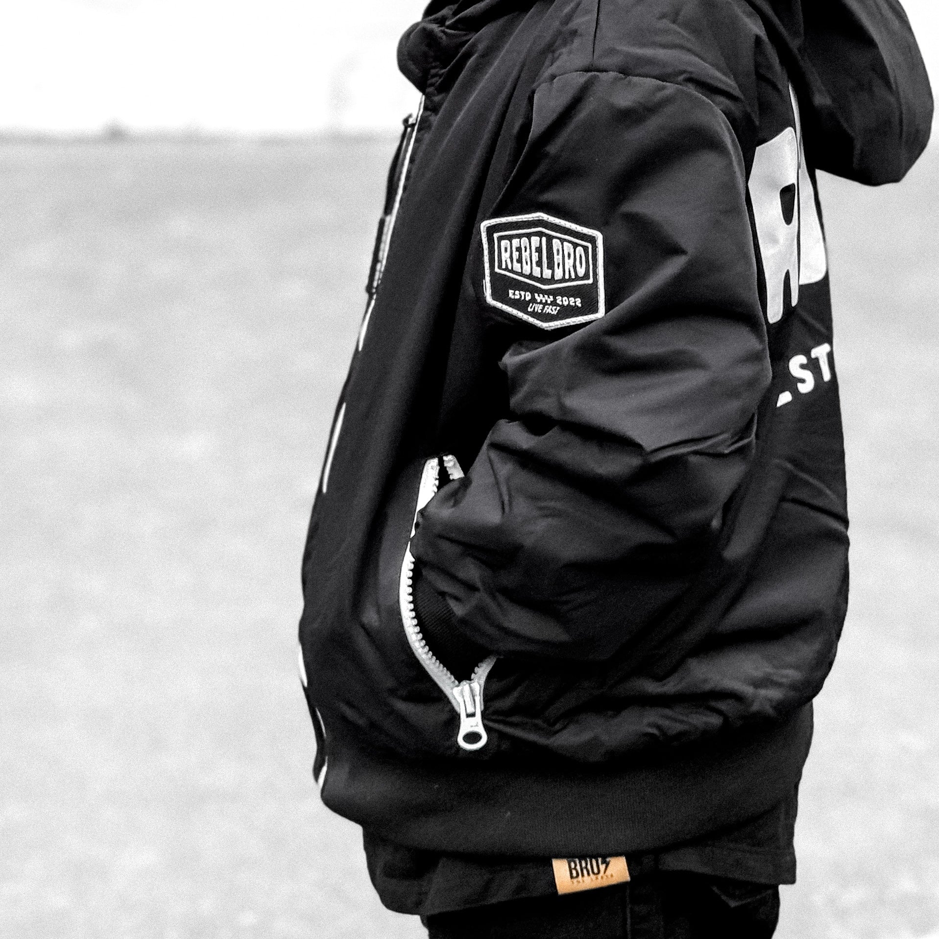 Live Fast Hydro Bomber Jacket in Black (FINAL SALE)