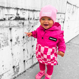 Pullover Windbreaker in Bubble Gum Checkered