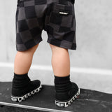 Relaxed Fit Shorts in Black + Charcoal Checkered