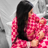 Women’s Bamboo Two Piece Set in Bubble Gum Checkered