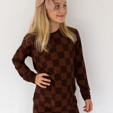 Bamboo Two Piece Set in Espresso Checkered