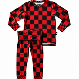 Bamboo Two Piece Set in Rebel Red + Black Checkered