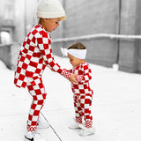 Bamboo Two Piece Set in Candy Cane Checkered