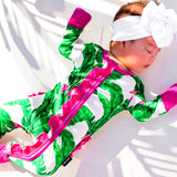 Ruffled Bamboo Zippy Sleeper in Palm Paradise