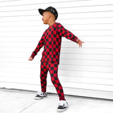 Bamboo Two Piece Set in Rebel Red + Black Checkered