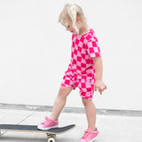 Biker Two Piece Set in Bubble Gum Checkered
