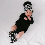 The Newborn Sherpa Bootie — Black + White Checkered - Rebel Bro