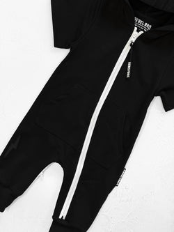 Image of Hooded Rebel Short Sleeve Romper in Black