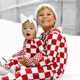 Bamboo Two Piece Set in Candy Cane Checkered