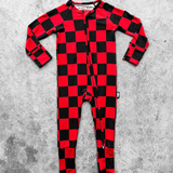 Bamboo Zippy Sleeper in Americana Red + Black (Checkered)
