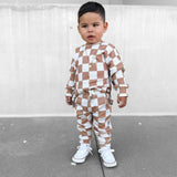 Organic Ribbed Set in Vanilla + Chestnut